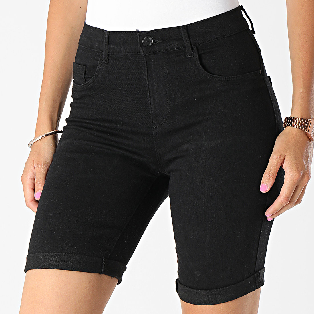 Short noir deals en jean femme
