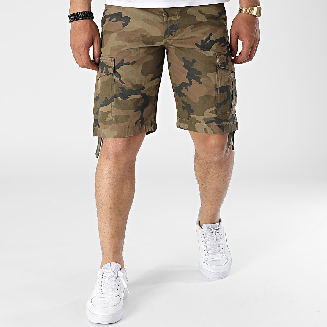 Jack And Jones Short Cargo Charlie Vert Kaki Camouflage