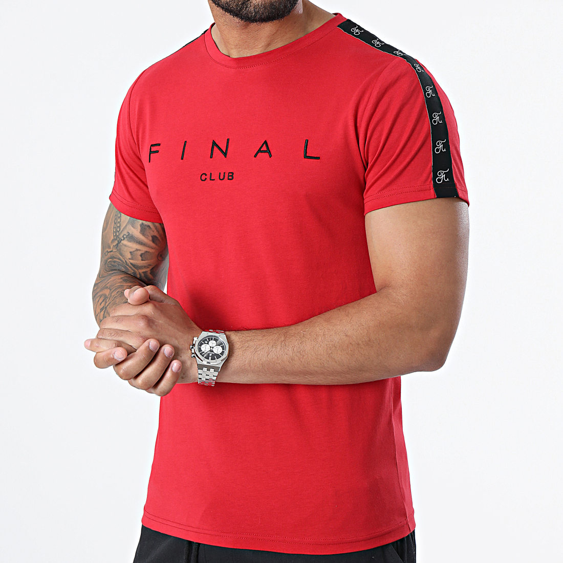 Final Club Tee Shirt A Bandes Logo Premium Fit 959 Rouge