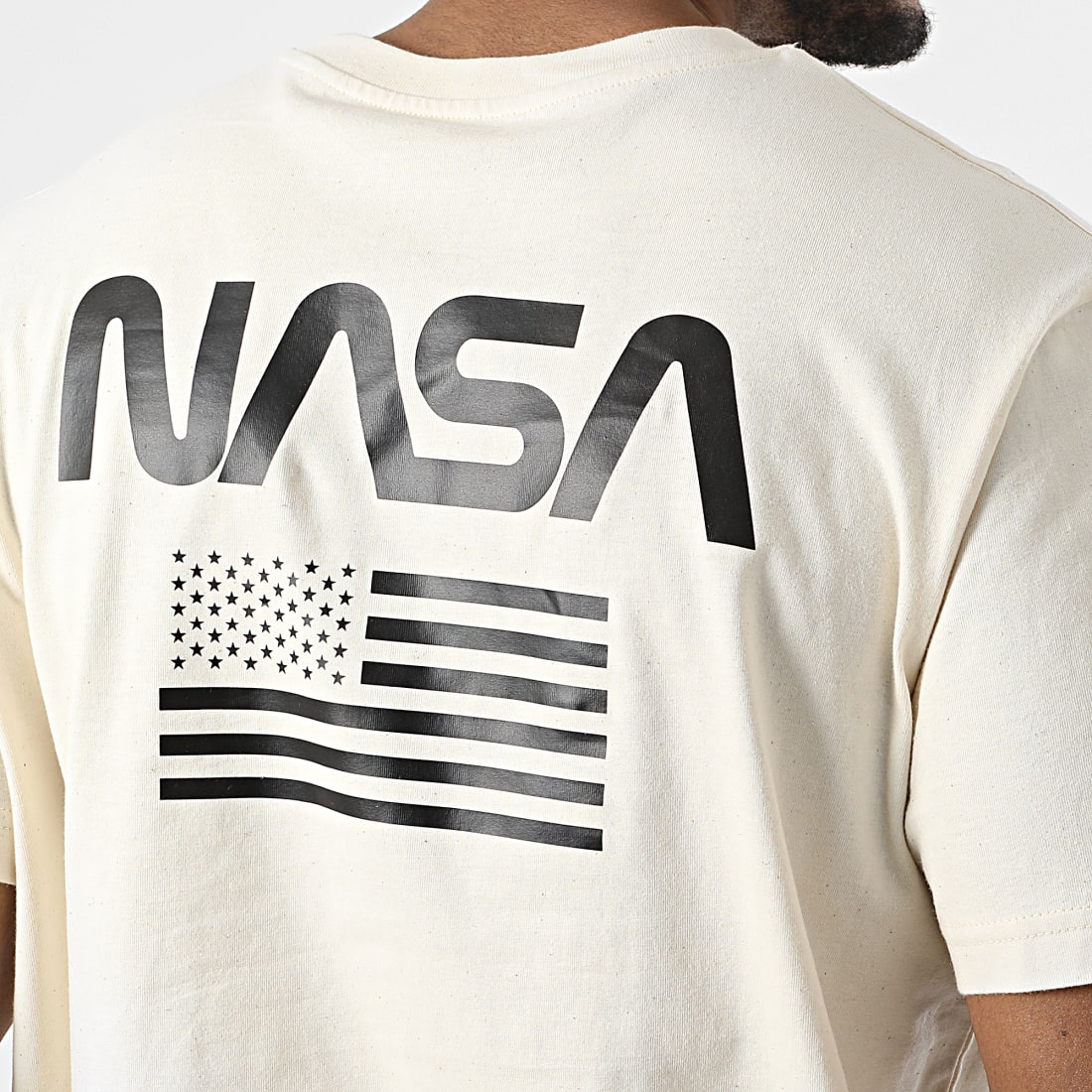 Nasa Tee Shirt Oversize Large Flag Beige 