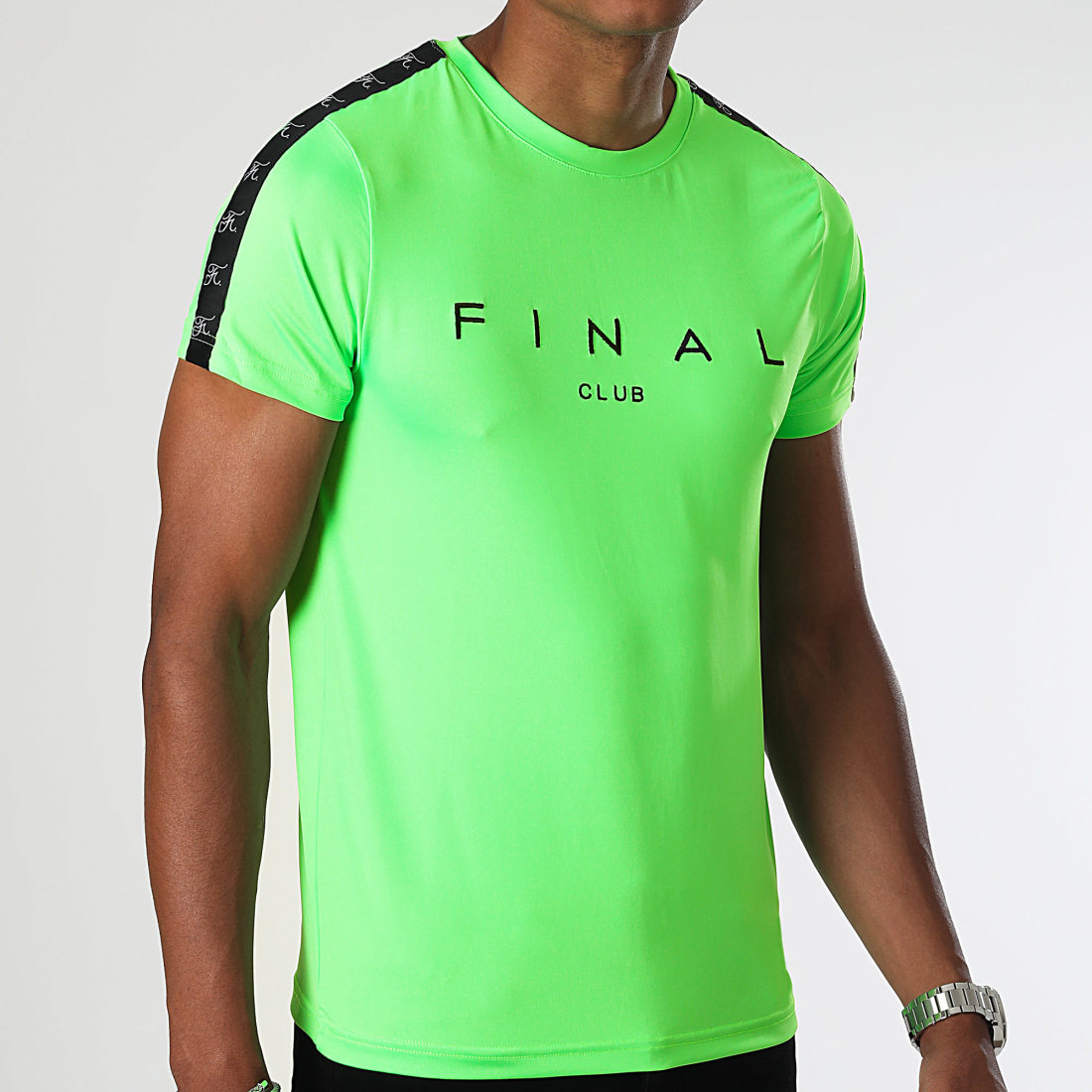 Final Club Tee Shirt A Bandes Logo Premium Fit 1010 Vert Fluo
