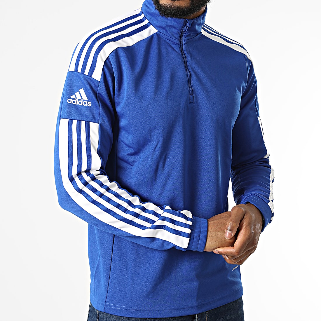 Adidas Sportswear Sweat Col Zippé A Bandes GP6475 Bleu Roi