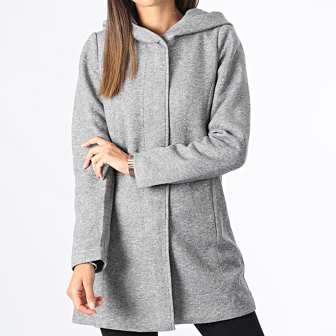manteau capuche femme gris