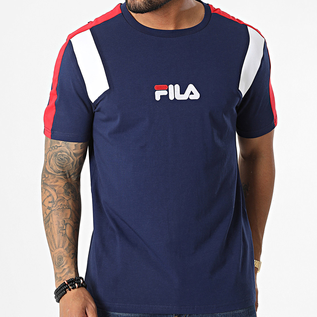 T shirt fila avec bande sur les manches discount