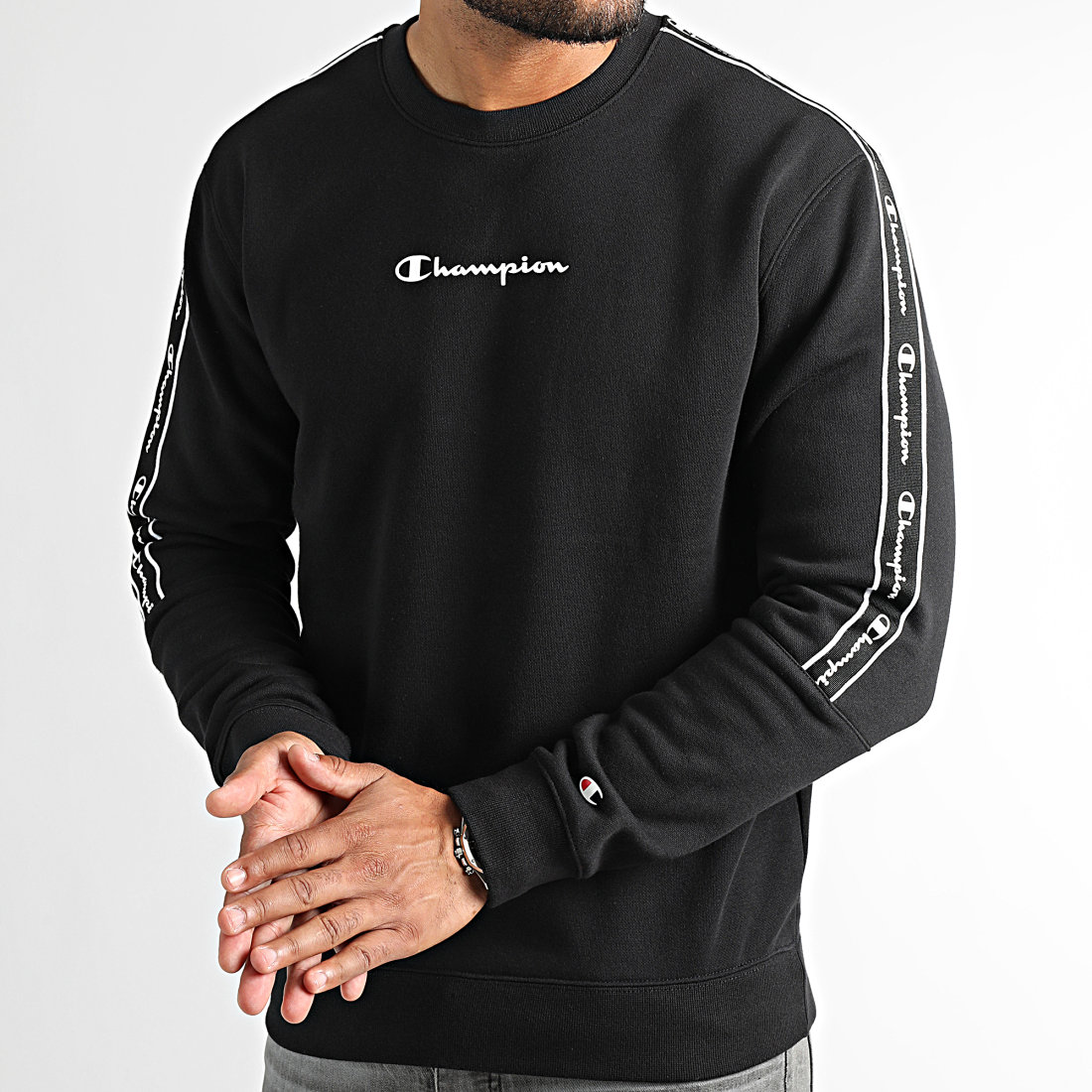 Champion Sweat Crewneck A Bandes 217830 Noir