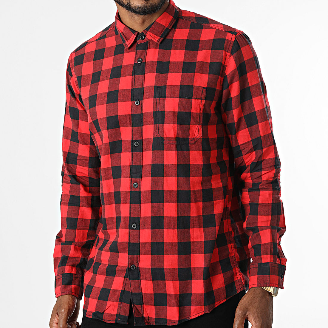 Chemise rouge on sale et noir