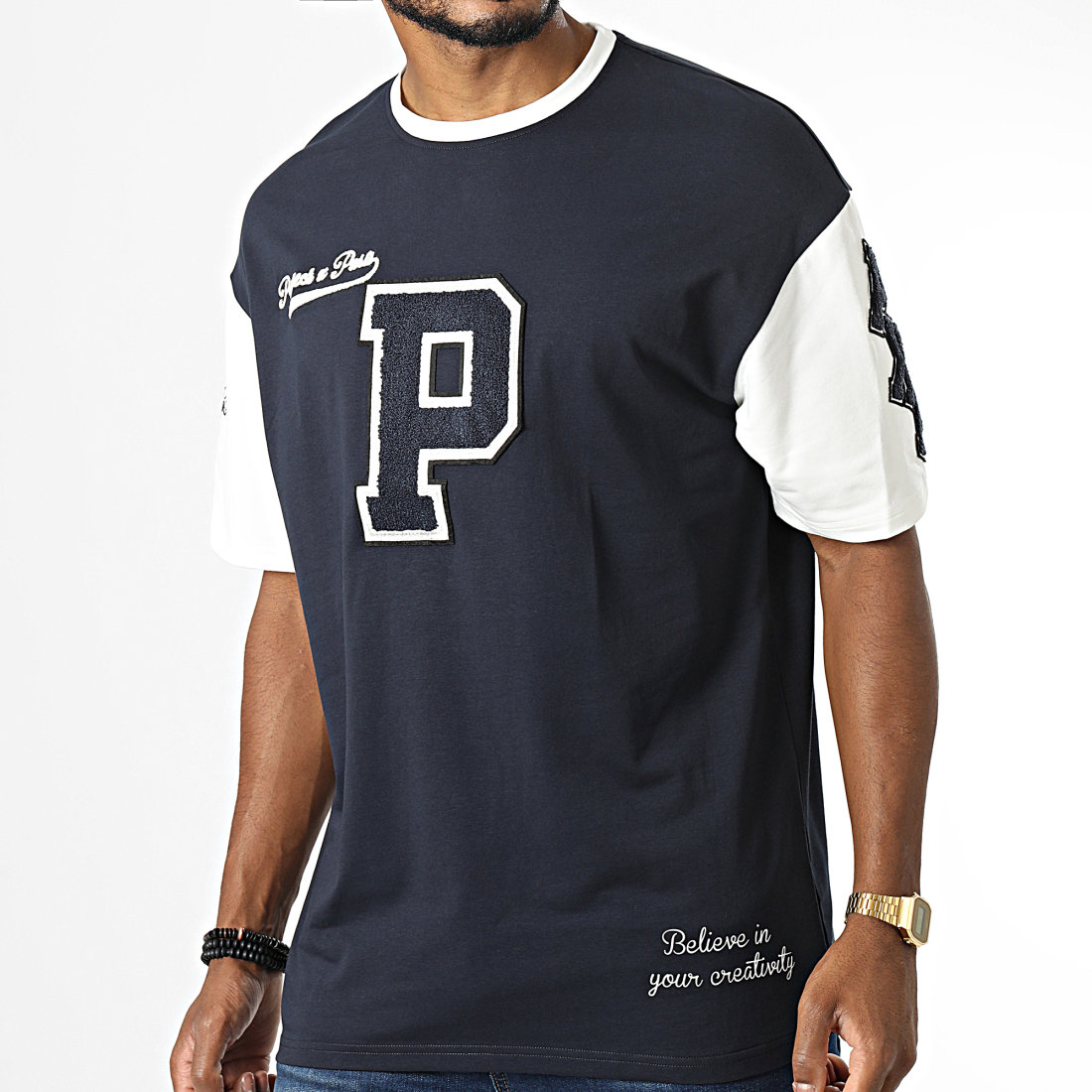 Project X Paris Tee Shirt Oversize Large 2210207 Bleu Marine