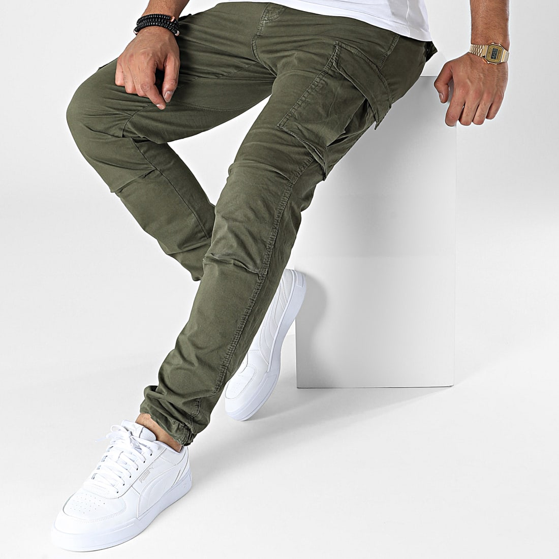 Jack And Jones - Pantalon Cargo Ace Tucker Vert Kaki ...