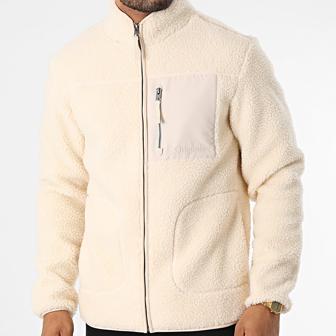 Jack And Jones Veste Fourrure Polaire Park Teddy 12215136 Beige
