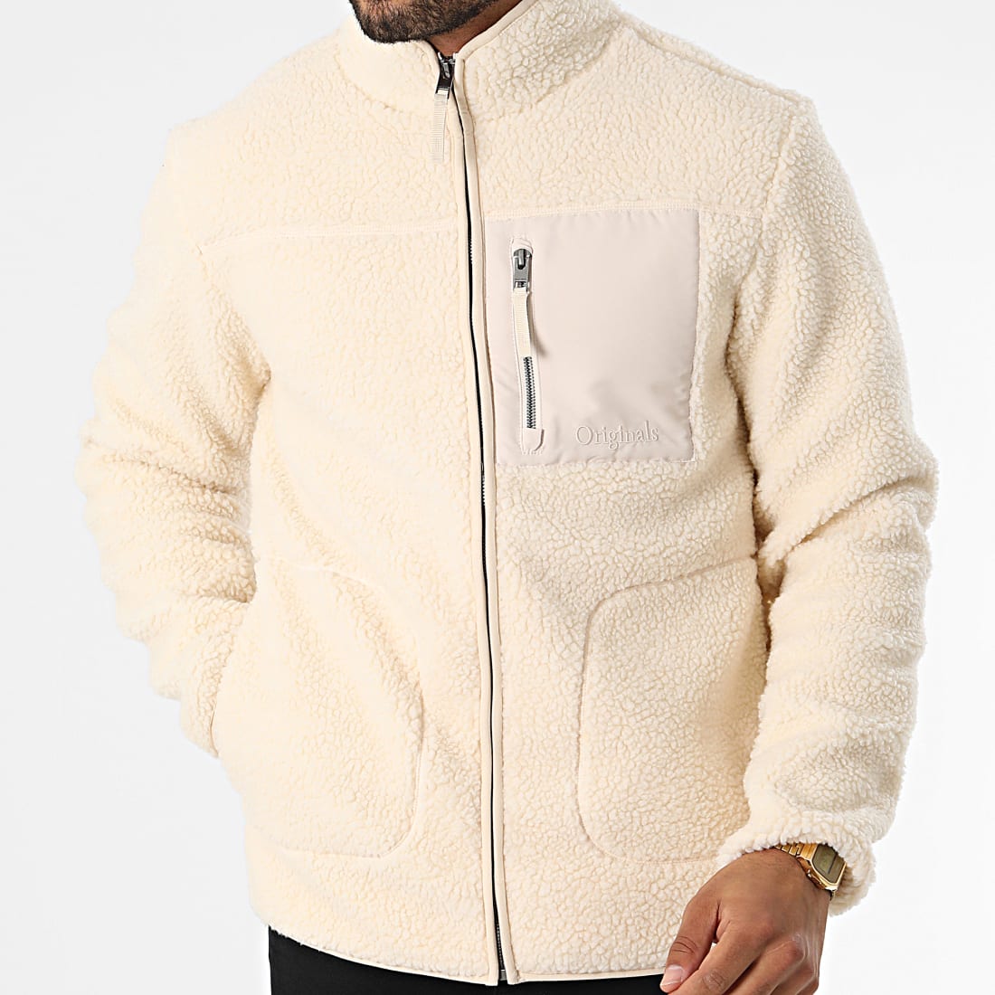 Jack And Jones Veste Fourrure Polaire Park Teddy 12215136 Beige