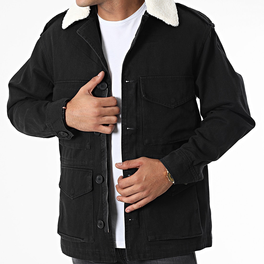 Veste mouton noir discount