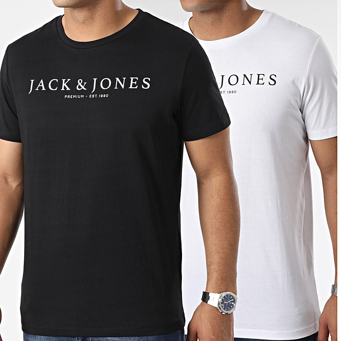 Jack And Jones Lot De 2 Tee Shirts Booster 12226042 Noir Blanc