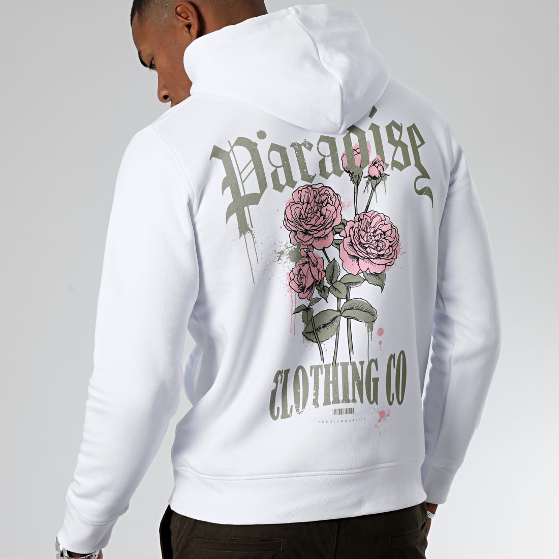 Luxury Lovers Sweat Capuche Paradise Roses Clothing Blanc