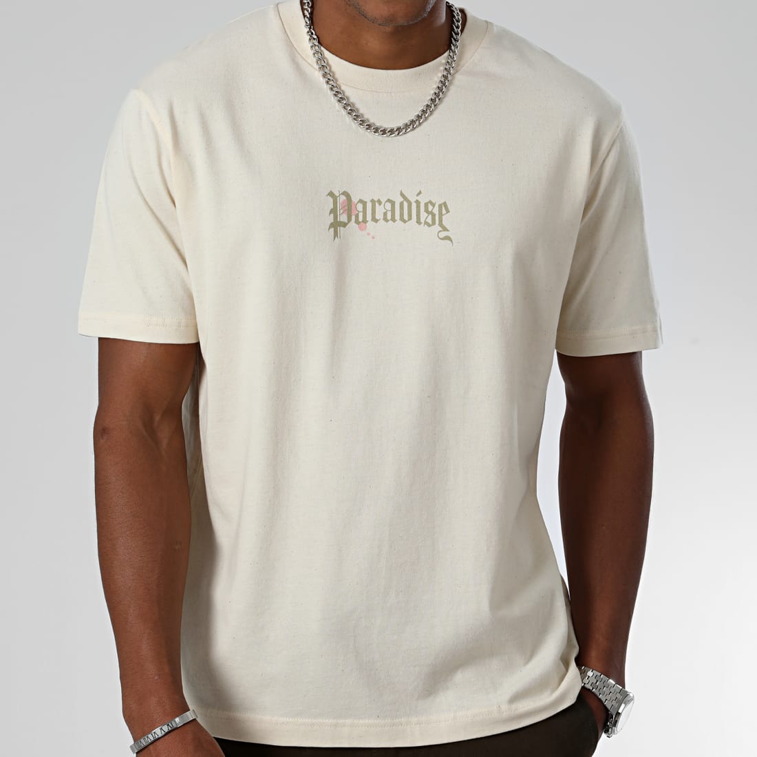 Luxury Lovers Tee Shirt Oversize Large Paradise Roses Clothing Beige