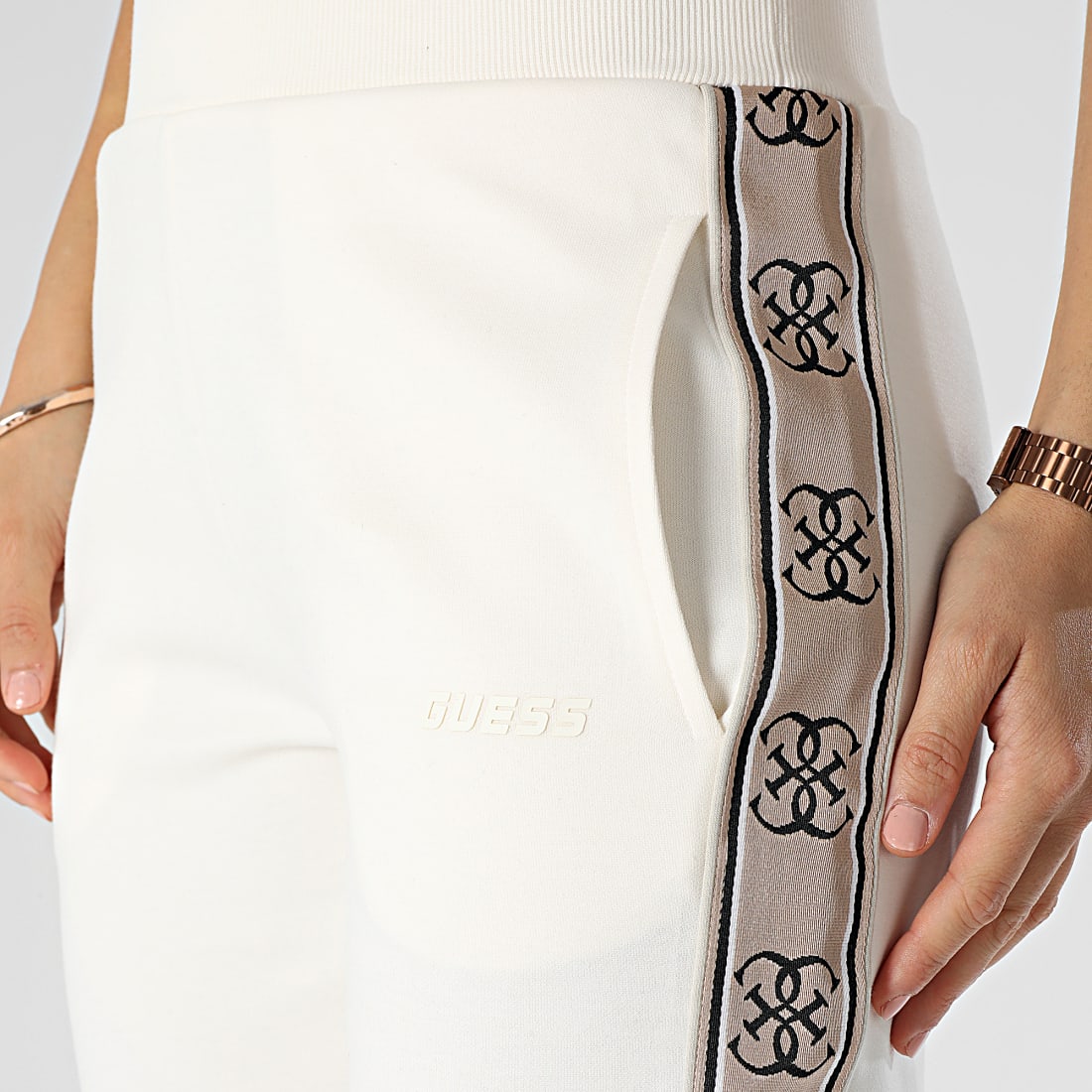 Guess Pantalon Jogging A Bandes Femme V2YB15 Beige