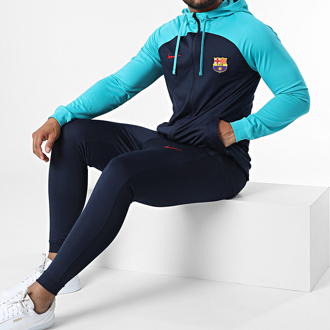 Survêtement Femme Nike FC Barcelone 2020-2021 Rose Bleu 