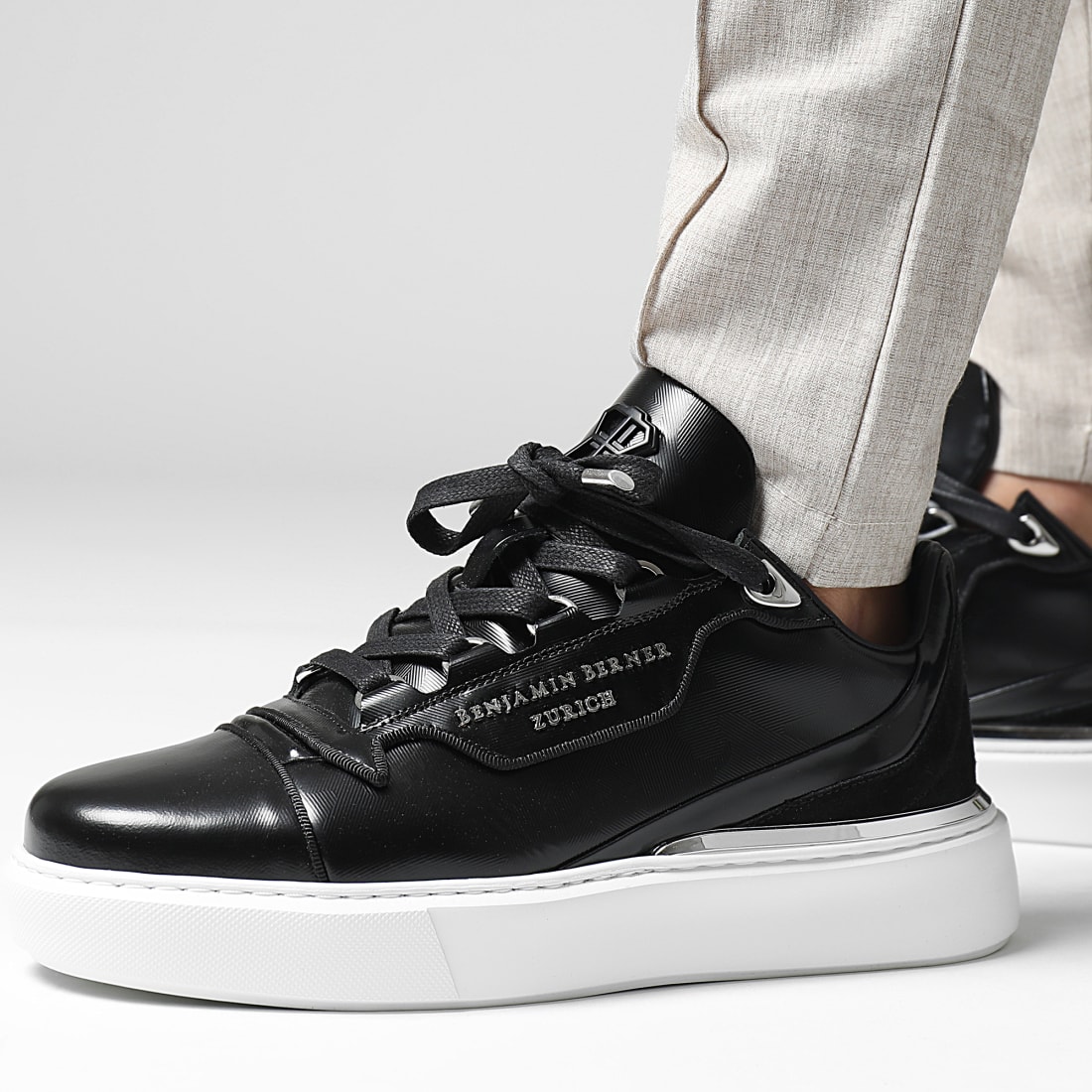 Benjamin Berner Baskets Raphael Low Top 3D Camouflage Brushed Black