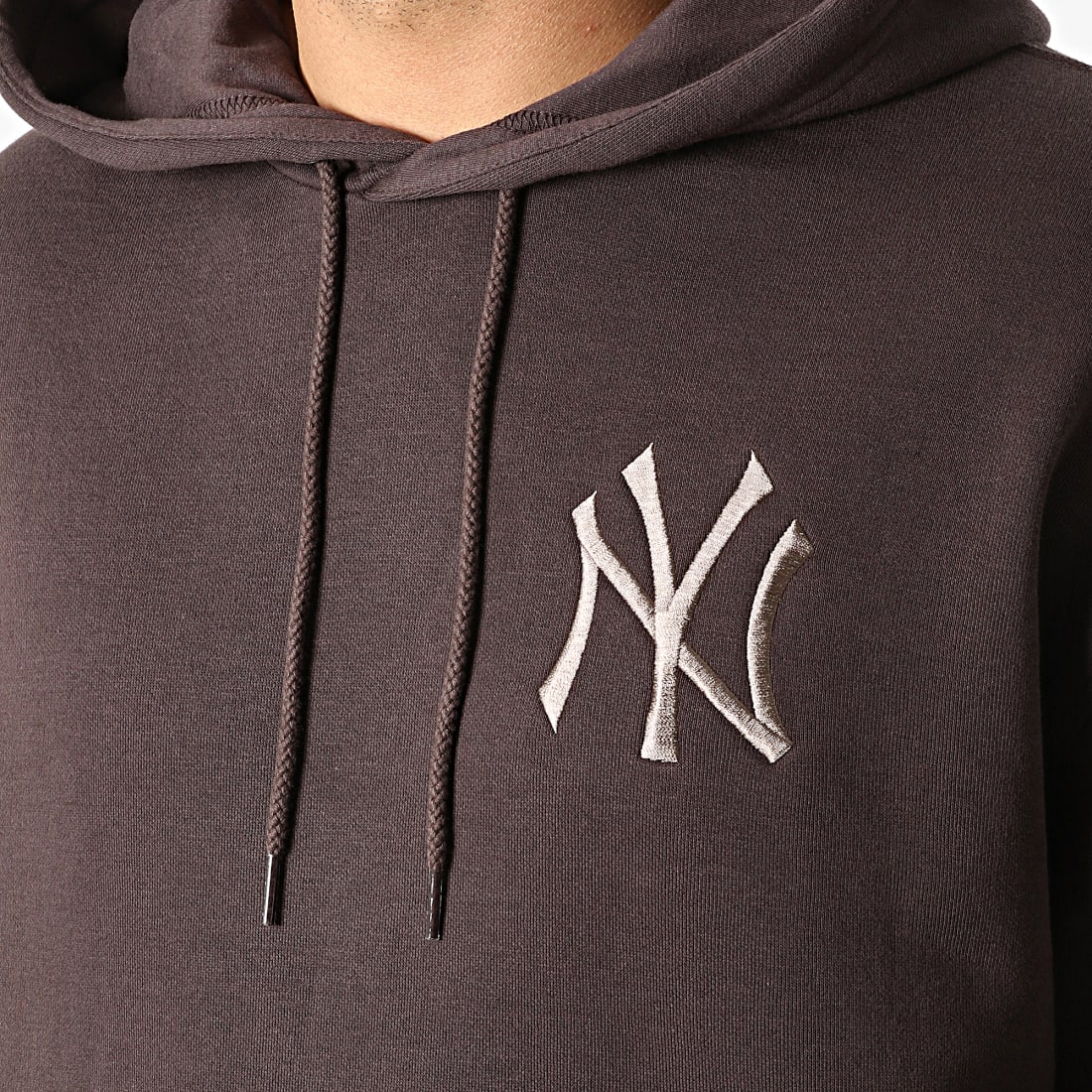 New Era Sweat Capuche Large Embroidered Logo New York Yankees Marron