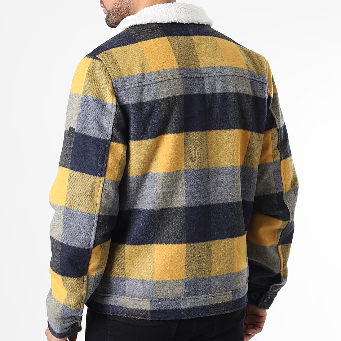 Indicode Jeans Veste Col Mouton Zipp e A Carreaux Sherlock 15