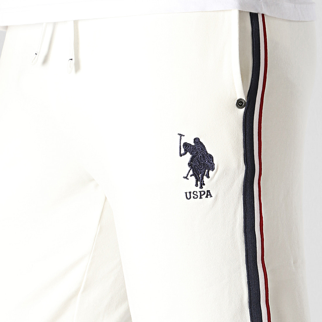 US Polo ASSN Pantalon Jogging A Bandes 62998 Blanc