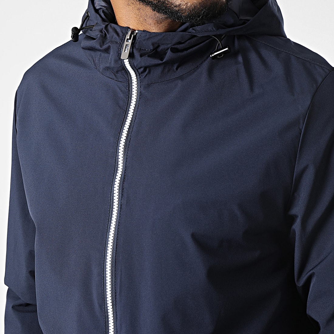 Classic Series - Veste Longue Zipp?�e Capuche AGL021 Bleu Marine - LaBoutiqueOfficielle.com