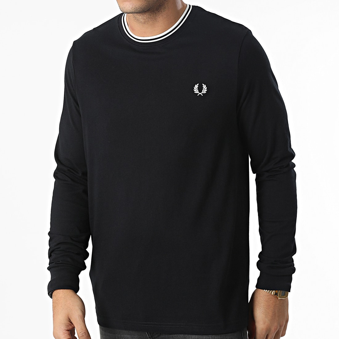 Fred Perry - Tee Shirt Manches Longues Twin Tipped M9602 Noir