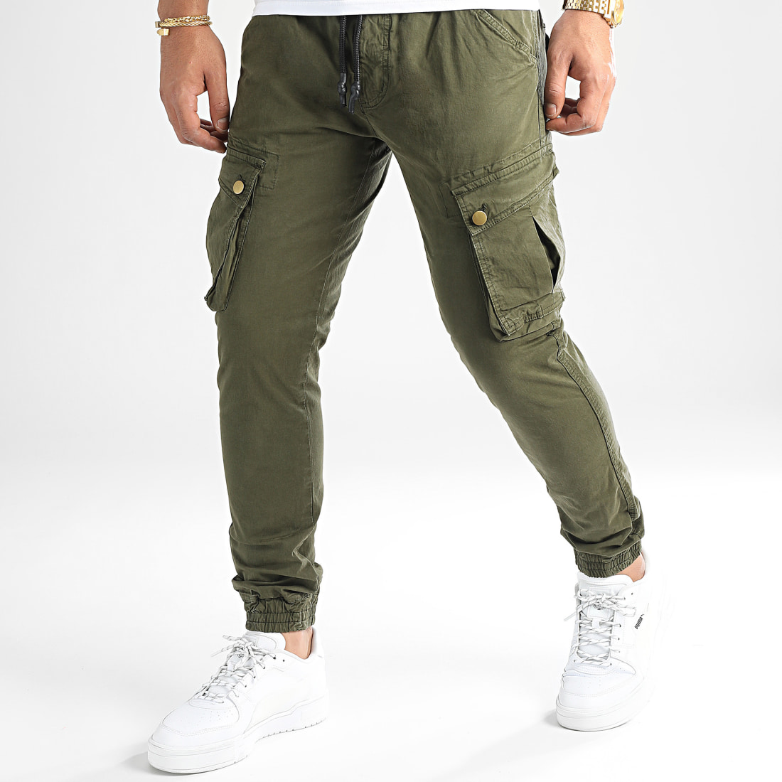LBO Lot De 2 Pantalons Cargo Skinny Jumbo Camel Vert Kaki LBO Lot De 2 Pantalons Cargo Skinny Jumbo Camel Vert Kaki