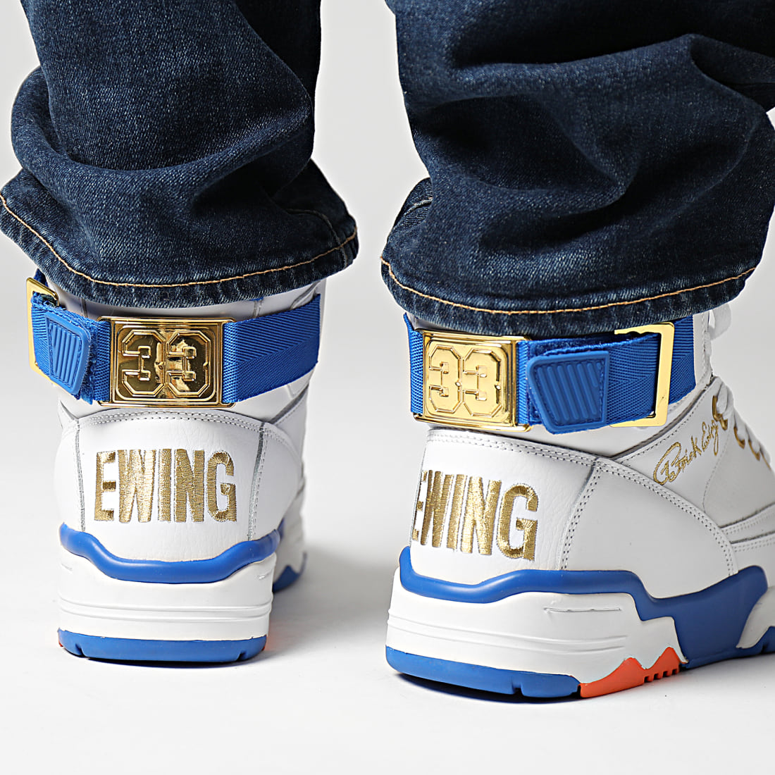 Ewing Athletics 33 Hi 10 Year Anniversary White/Blue/Orange/Gold, 10