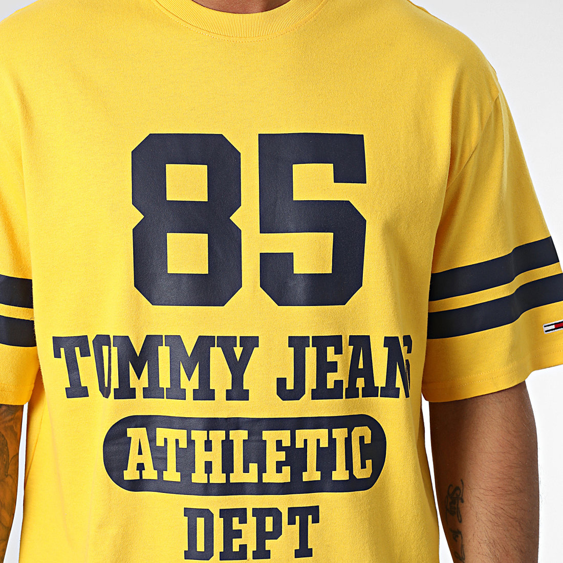 Tommy 85 5669 Skater Shirt Jeans Large Logo Oversize - College Tee Jaune