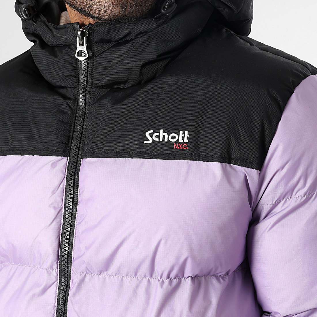 Gilet Doudoune à Capuche Schott NYC - 100% Polyamide, Sans Manches, Mixte
