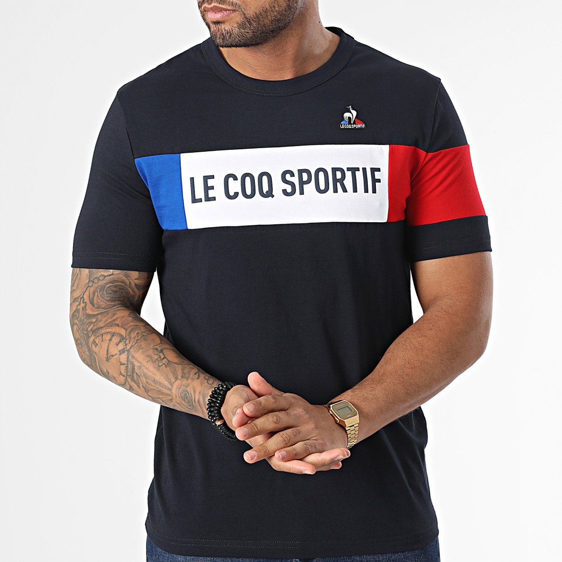 Tee-shirt Le Coq Sportif N1 homme collection Saison 2023 blanc ou bleu