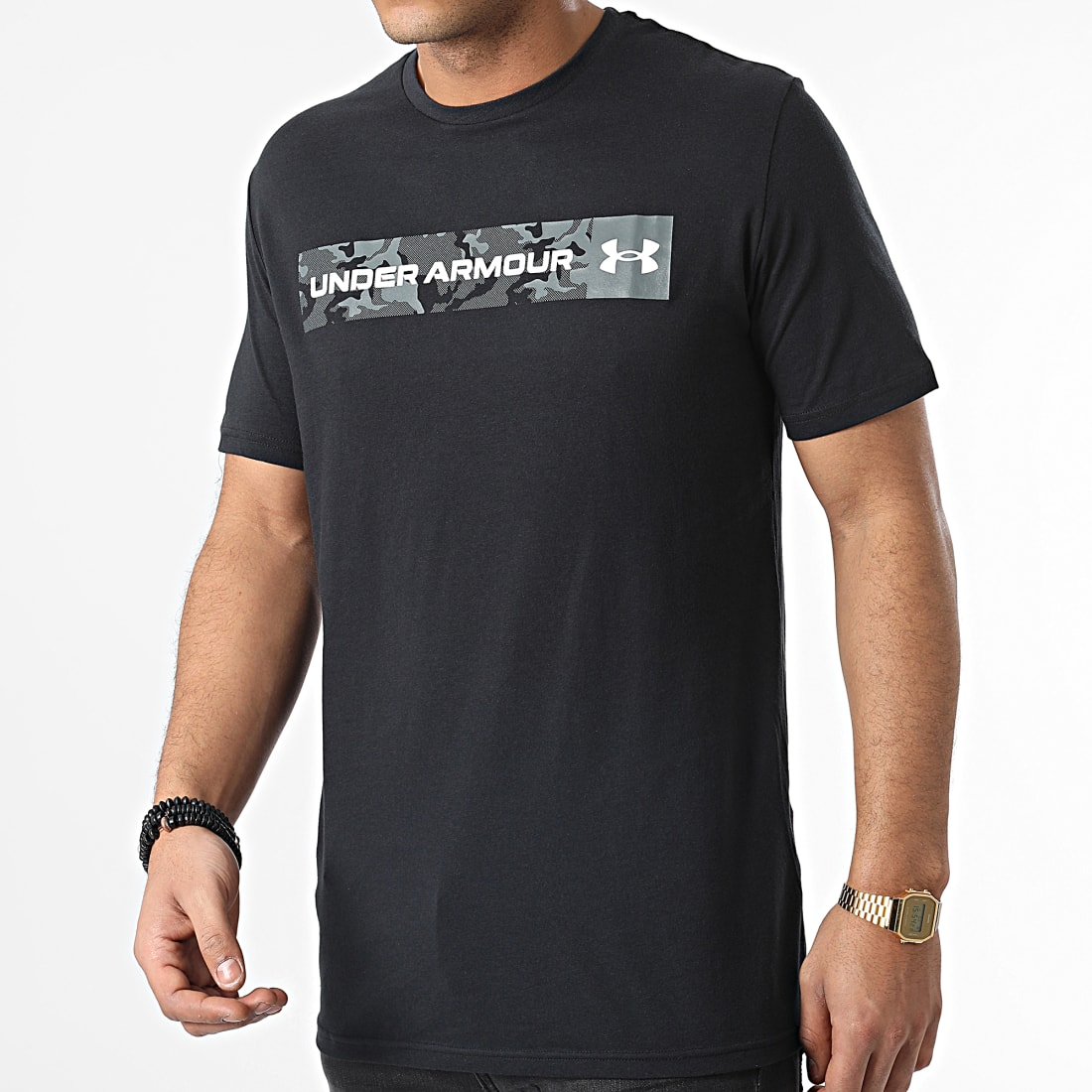 Under Armour Tee Shirt Camouflage Chest Stripe 1376830 Noir