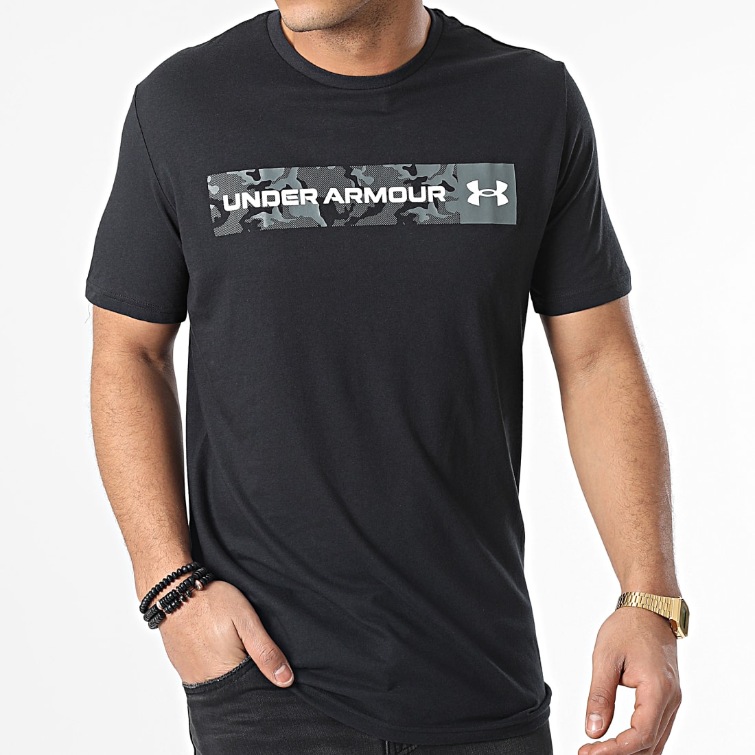Under Armour Tee Shirt Camouflage Chest Stripe 1376830 Noir