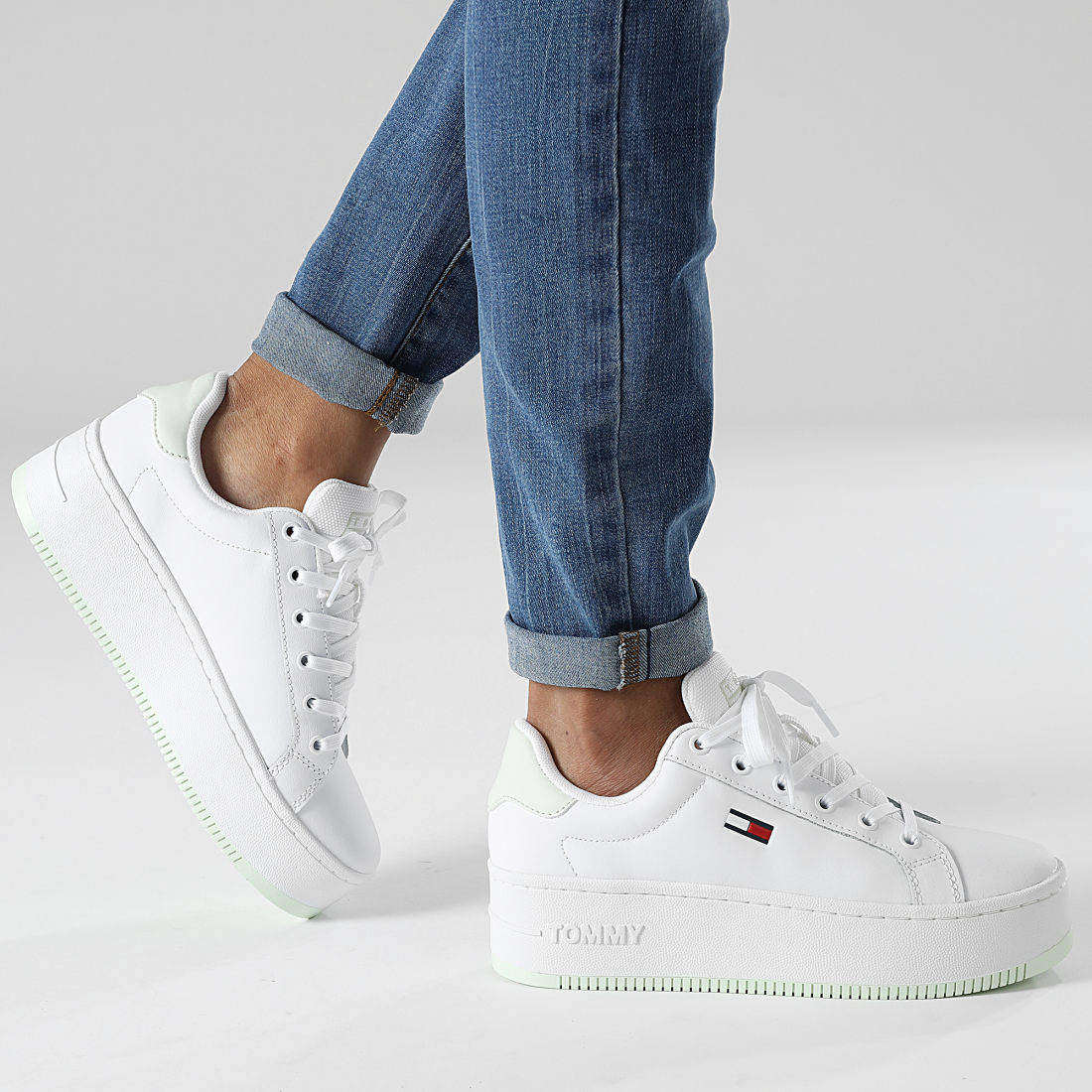 Tommy Jeans Baskets Femme Flatform Seasonal 2097 Minty