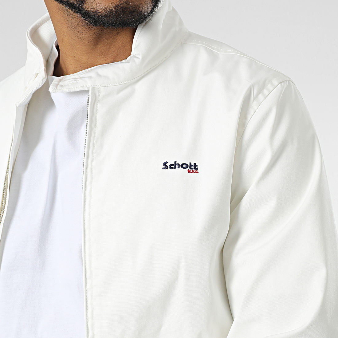 Schott NYC Veste Zippée Cabl 1220 Blanc