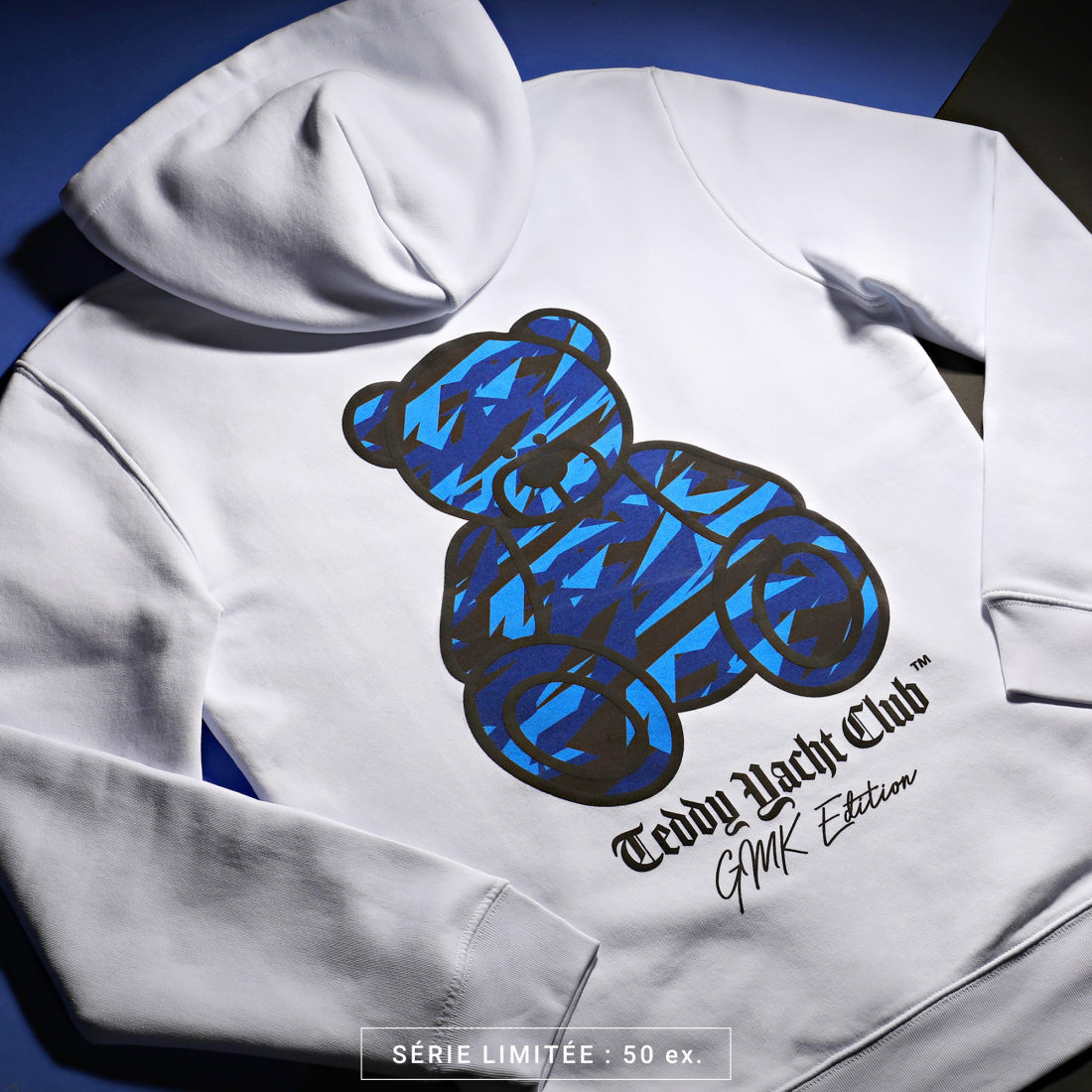 Teddy Yacht Club Sweat Capuche Teddy x GMK Kamo Blanc Camouflage Bleu