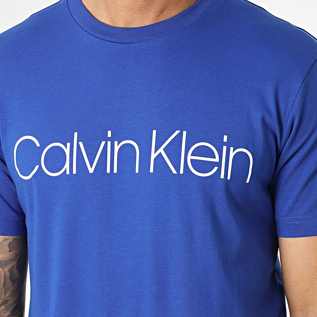 Calvin Klein Tee Shirt Cotton Front Logo 3078 Bleu