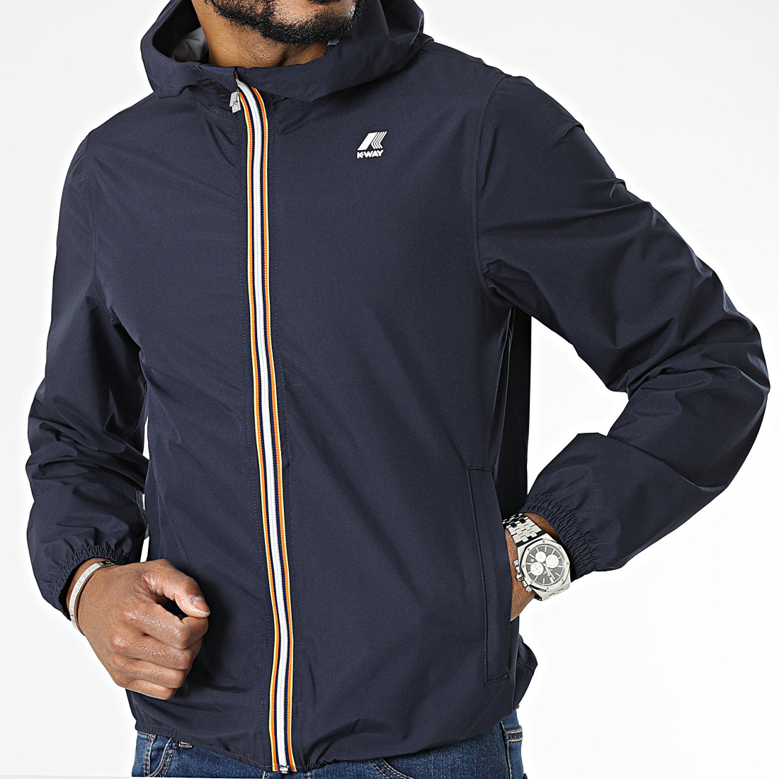 K-Way - Coupe-Vent Capuche Jack Stretch Dot Bleu Marine - LaBoutiqueOfficielle.com