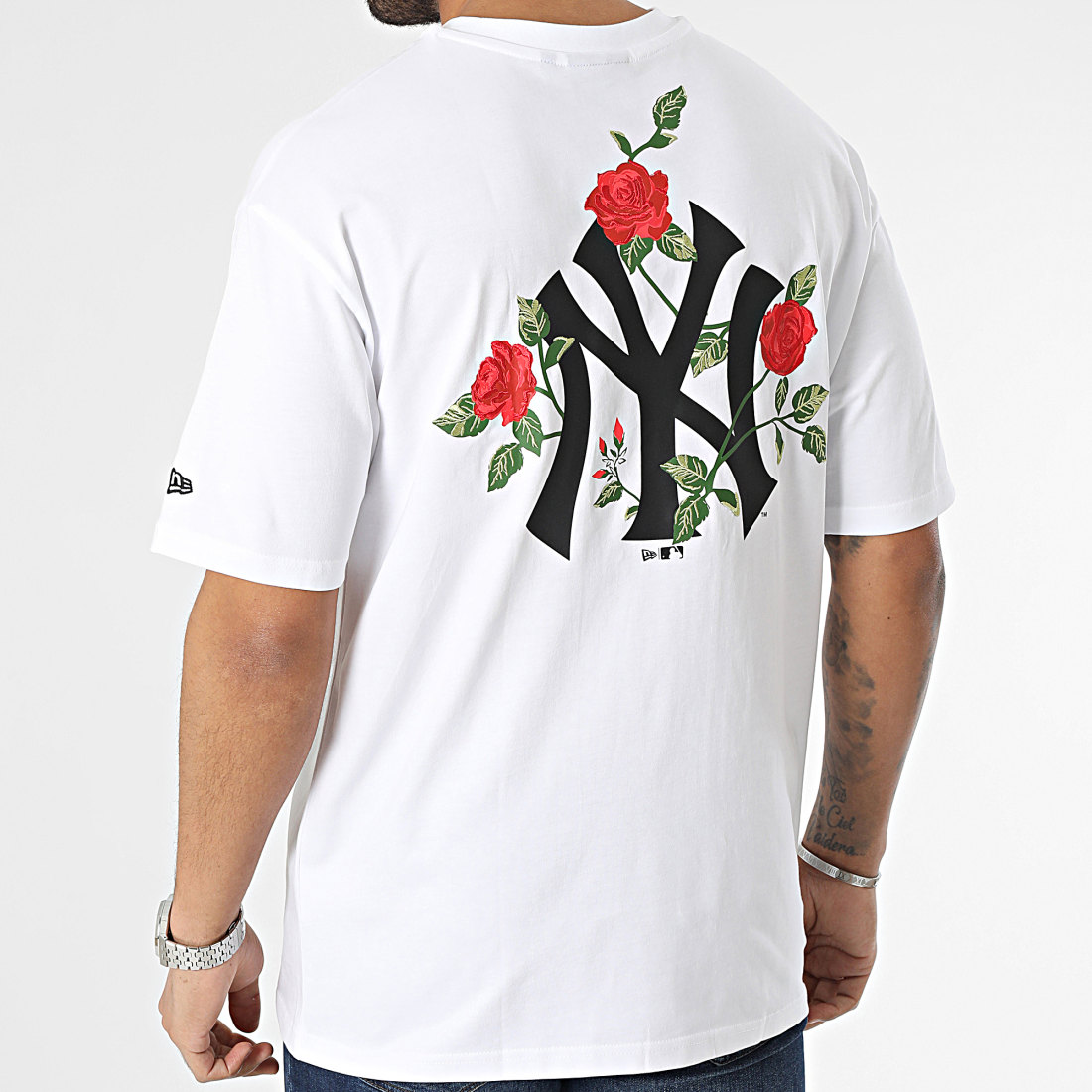 Official New Era MLB Floral Graphic New York Yankees White Oversized Tee  B9263_575 B9263_575