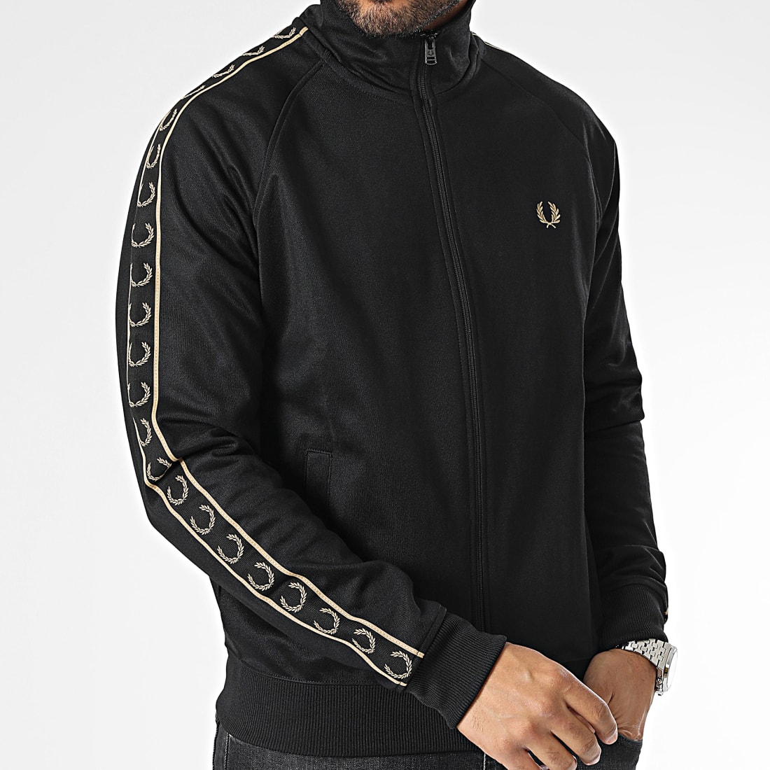 Fred Perry Veste Zippée A Bandes Contrast Tape J5557 Noir