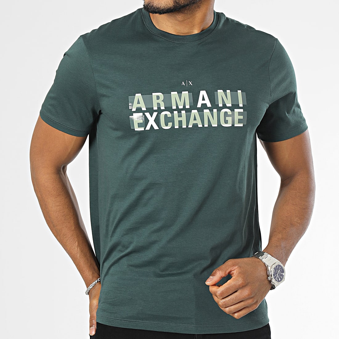 Armani Exchange Tee Shirt 3RZTBCZJA5Z Vert Foncé