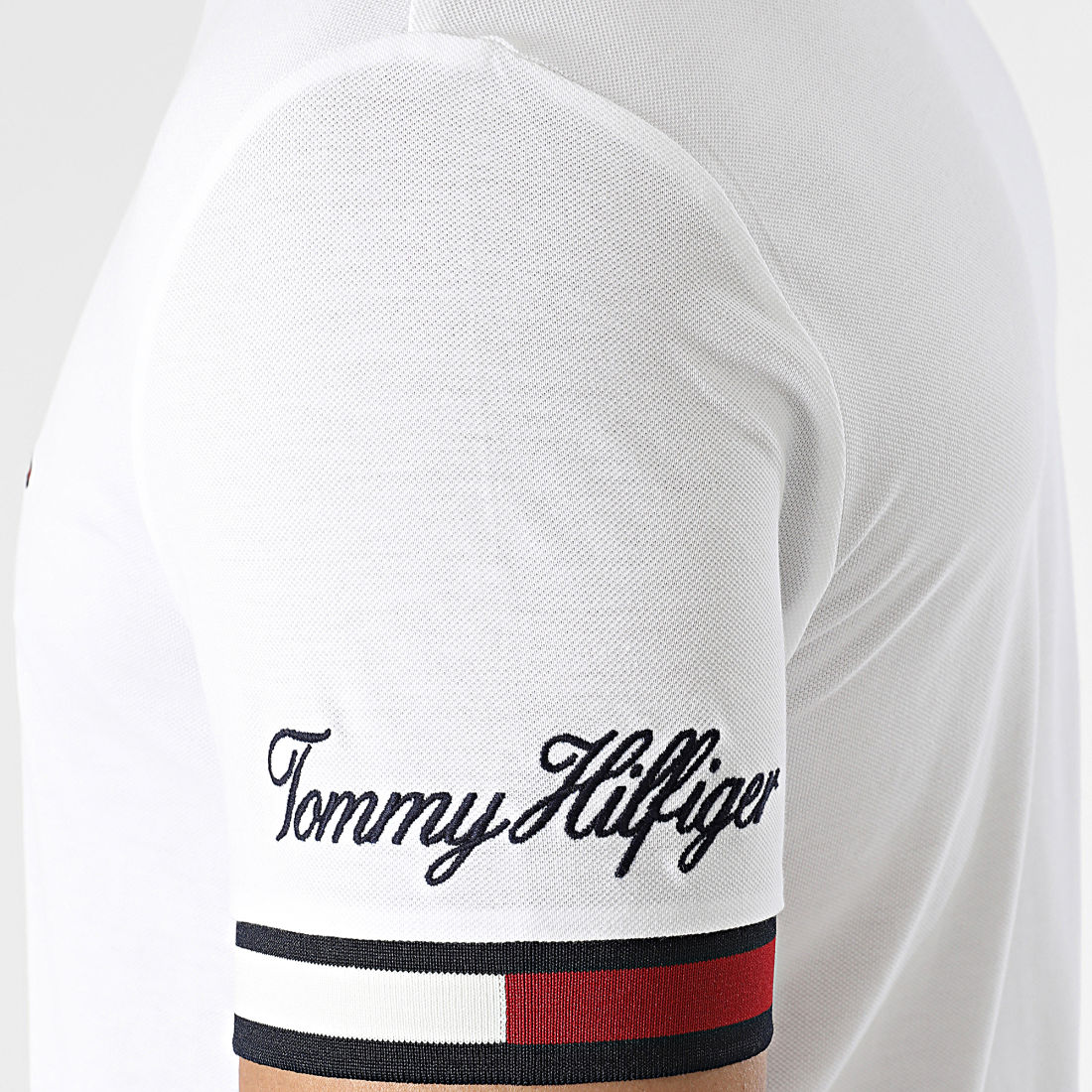 Tommy Hilfiger - Tee Shirt Pique Flag Cuff 0039 Blanc 