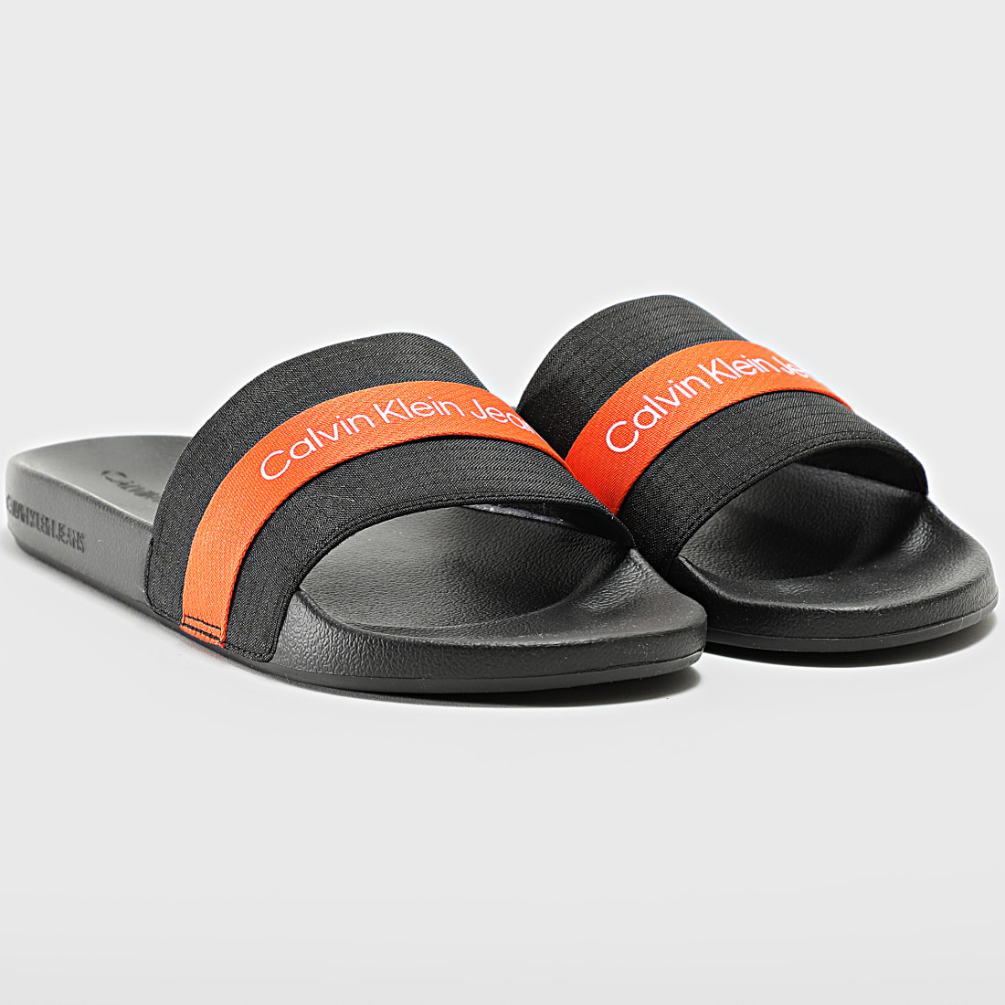 Calvin Klein Claquettes Slide Webbing 0663 Black Orange