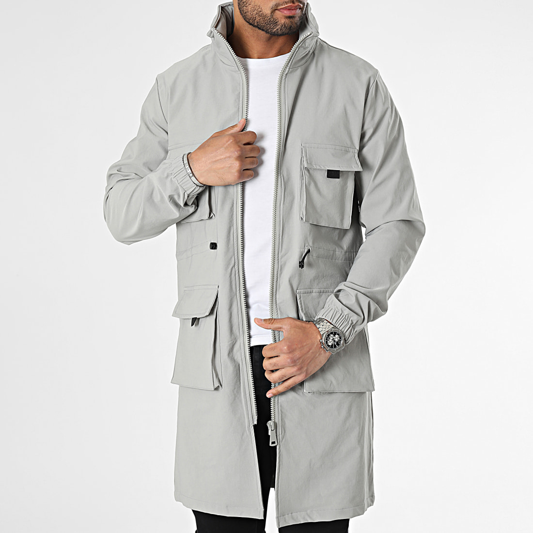 Veste longue grise top