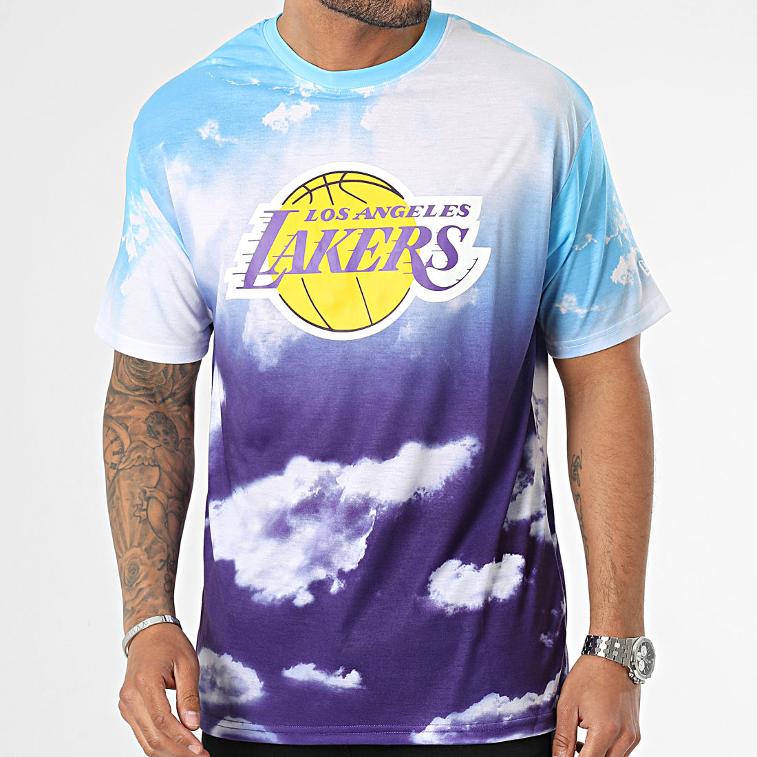 Blue New Era NBA LA Lakers Sky All Over Print T-Shirt