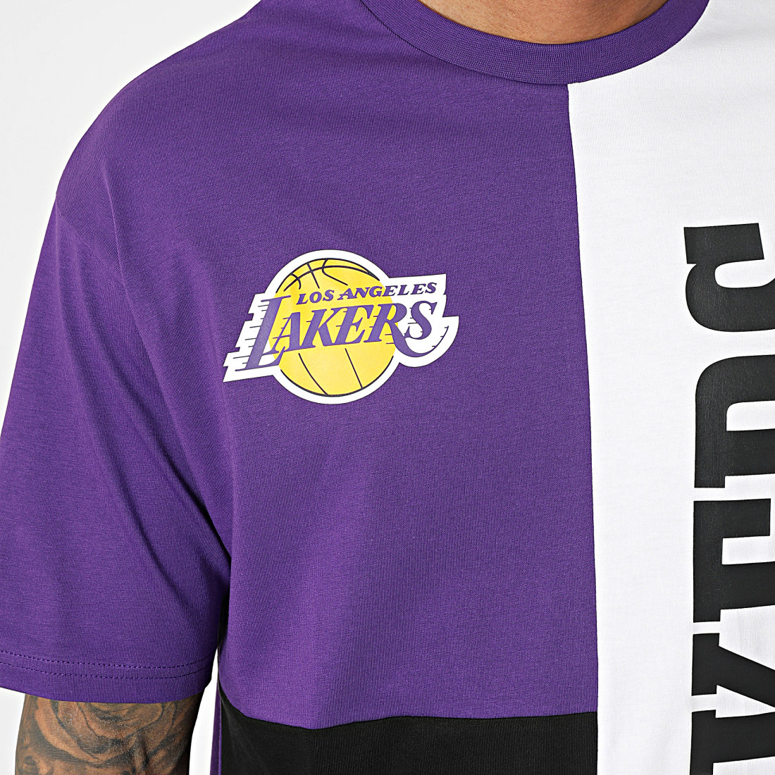 New era 60357086 NBA Cut And Sew Los Angeles Lakers Short Sleeve T-Shirt  Purple