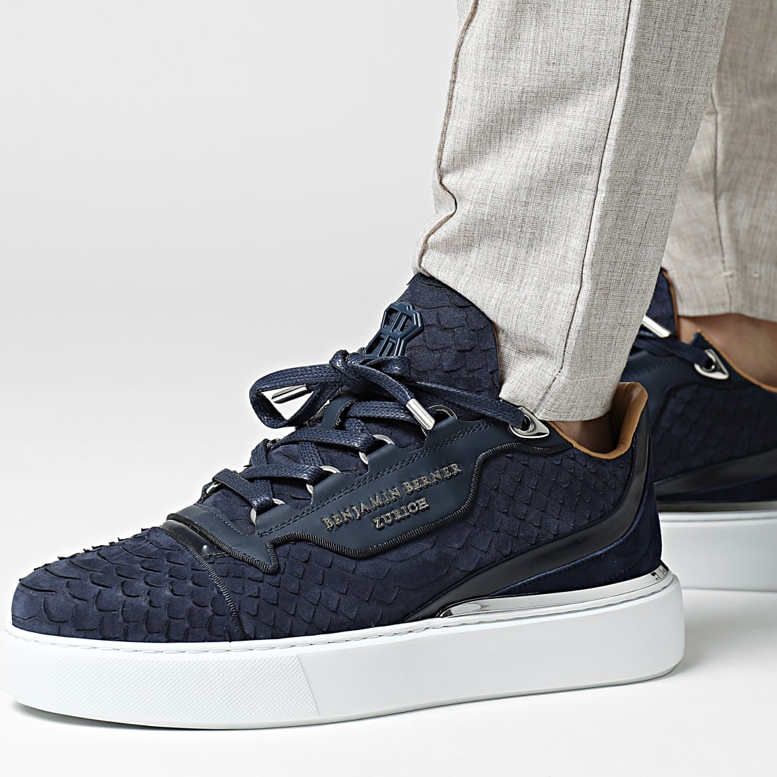 Benjamin Berner Baskets Raphael Matt Nappa Blue Navy Python