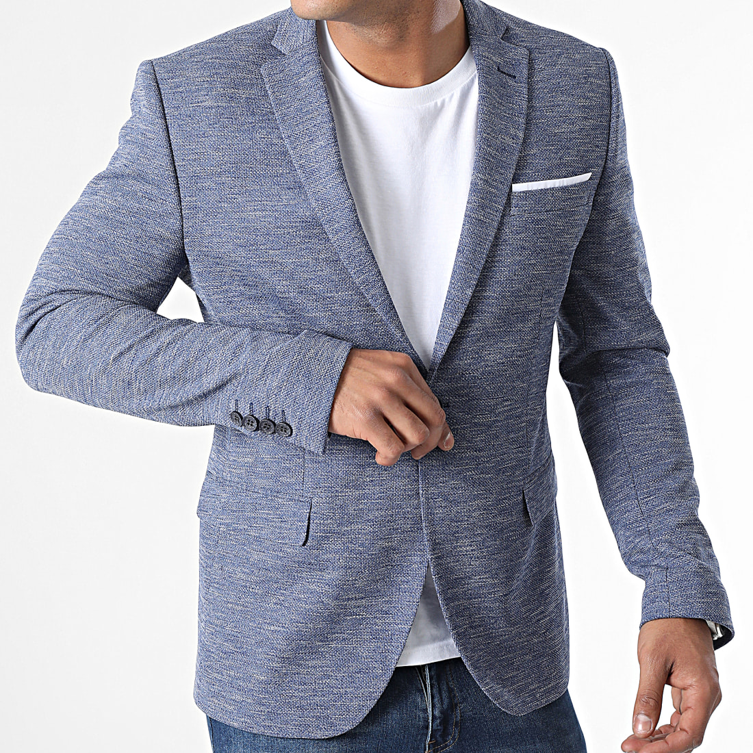 DUNCAN - Veste blazer bleu marine à carreaux