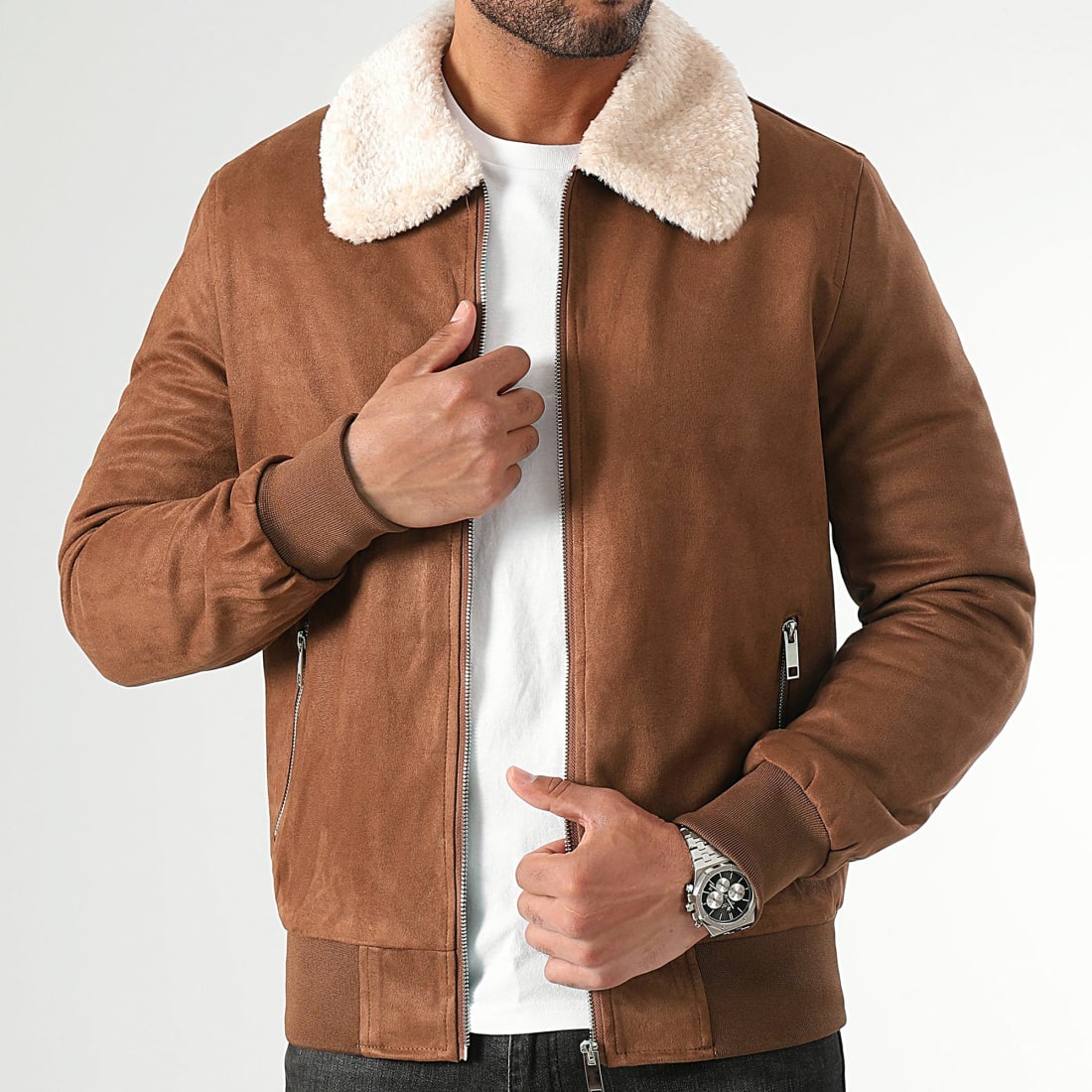 Bomber suédine col hotsell mouton