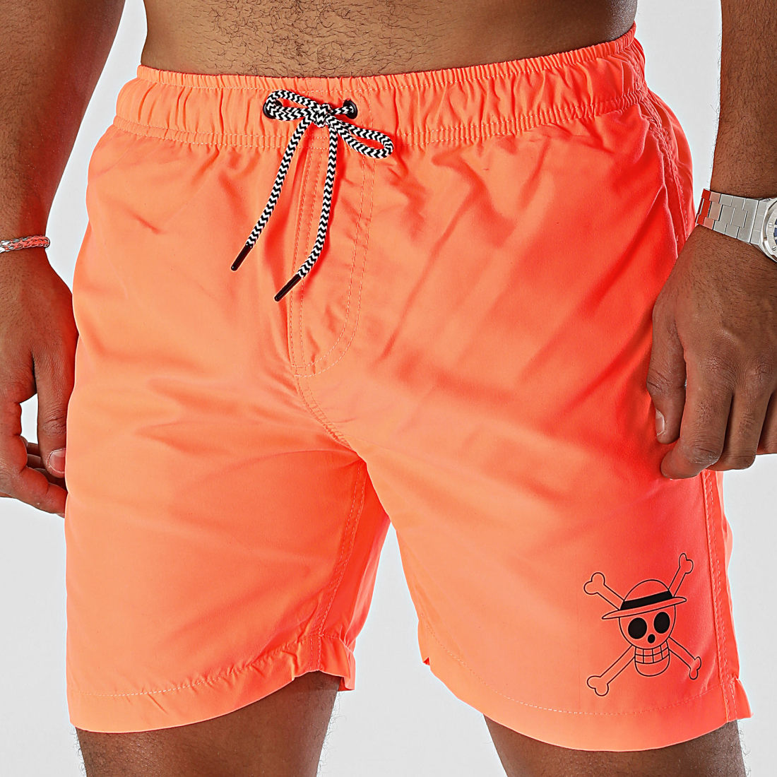 One Piece Short De Bain Logo Orange Fluo LaBoutiqueOfficielle